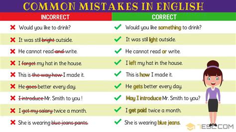 grammatical errors  common grammar mistakes  english esl