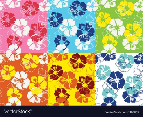 seamless hibiscus flower pattern royalty  vector image