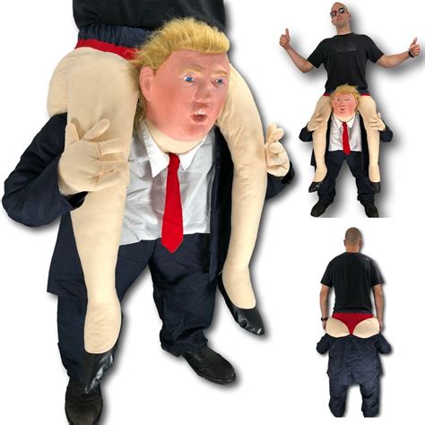 rubber johnnies tm adult donald trump ride on me costume carry back