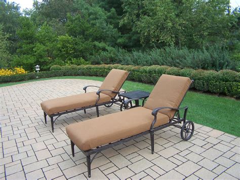 piece black aluminum outdoor patio chaise lounge set  tan sunbrella