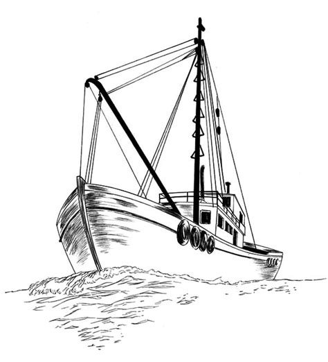 fishing boat sketch coloring pages kids play color