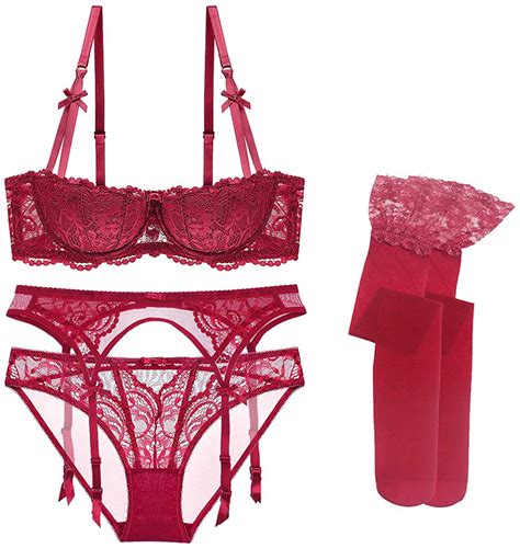 women push up bras set lace lingerie bra panties garter chinese red