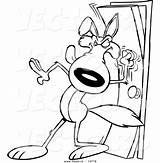 Door Knocking Clipart Knock Man Cartoon Wolf Coloring Clipground Outline sketch template