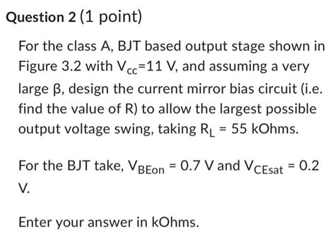solved   class  bjt based output stage shown  cheggcom