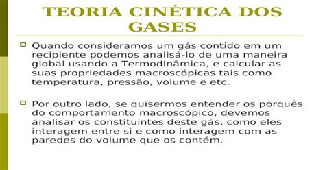 Aula 4 Teoria Cinetica Dos Gases [ppt Powerpoint]