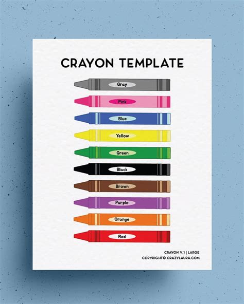 crayon template  blank color versions crazy laura