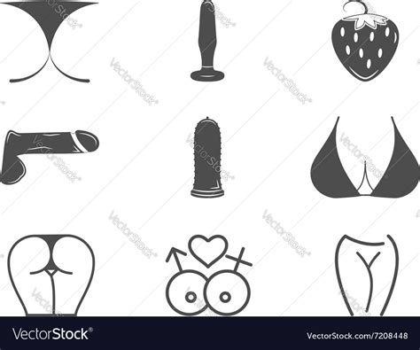 Collection Cute Sex Shop Icons Sexual Symbols Vector Image