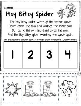itsy bitsy spider picture sequence  insects creepy crawlies