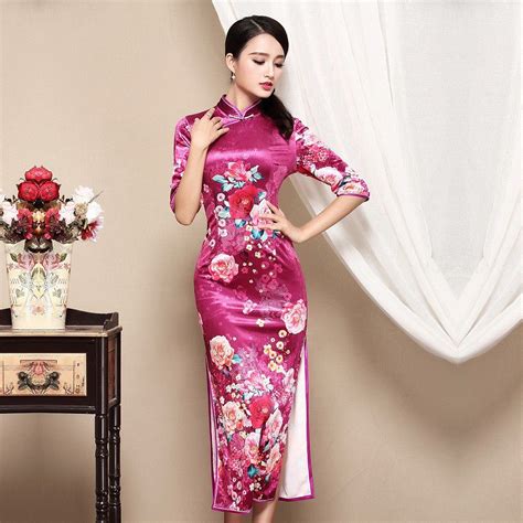 impressive floral velvet chinese qipao cheongsam dress qipao