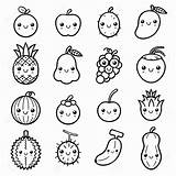 Kawaii Coloring Pages Para Colorear Dibujos Comida Cute Pintar Dibujo Imagenes Pequeños Frutas Desde Guardado sketch template