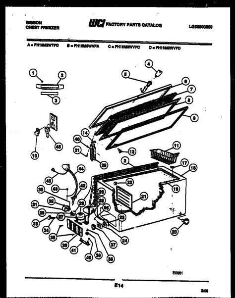 chest freezer parts diagram parts list  model fhmwtfc gibson parts freezer parts