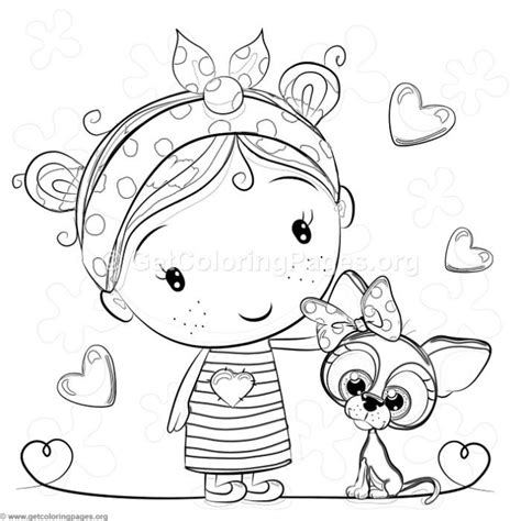 girl  dog coloring pages coloring