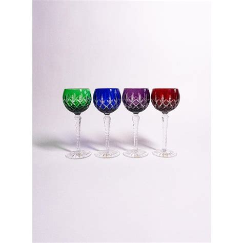 Vintage Jewel Tone Waterford Crystal Wine Hock Glasses Set Of 4