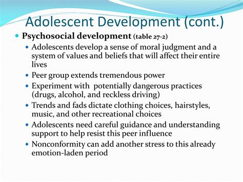 ppt growth and development of the adolescent 11 to 18