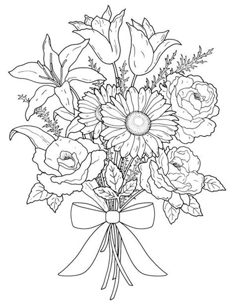 flower bouquet  valentine day coloring page color luna