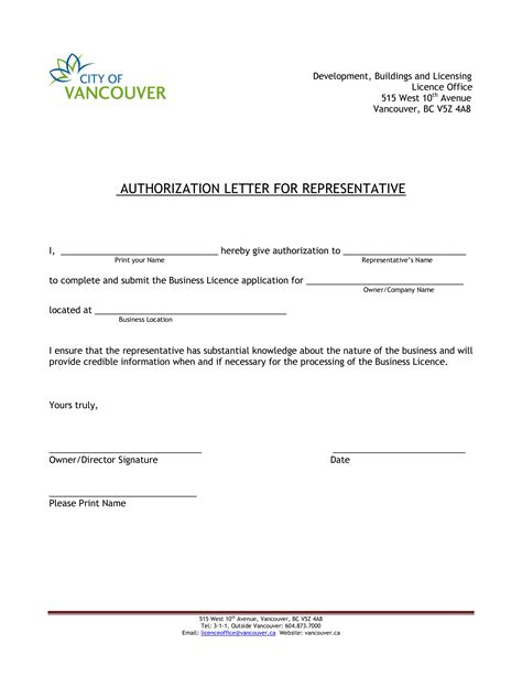 letter  authorization  representative   write  letter