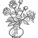 Coloring Vase Flower Rose Beautiful sketch template