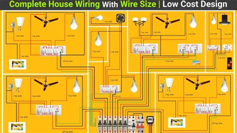 complete electrical house wiring  wire size   room youtube