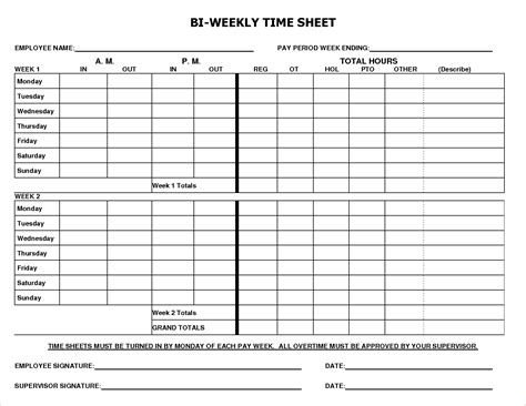 printable bi weekly timesheet template business psd excel word