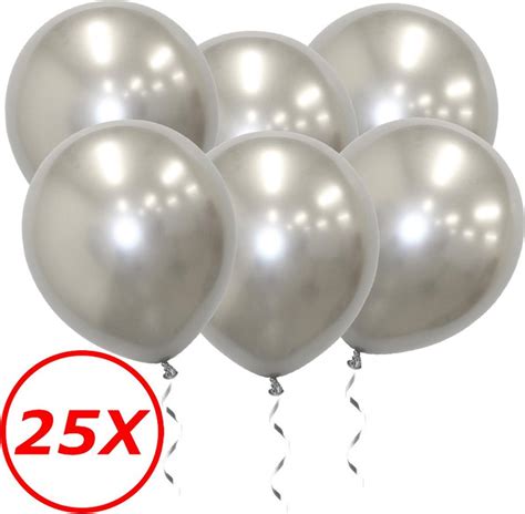 luxe chrome ballonnen zilver  stuks helium ballonnenset metallic silver feestje bolcom