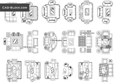 living room plan cad blocks   drawings  autocad