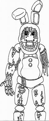 Fnaf Bonnie Withered Coloring Pages Freddy Nights Five Spring Animatronics Colouring Freddys Bunny Printable Deviantart Chica Print Witherd Sketch Ballora sketch template