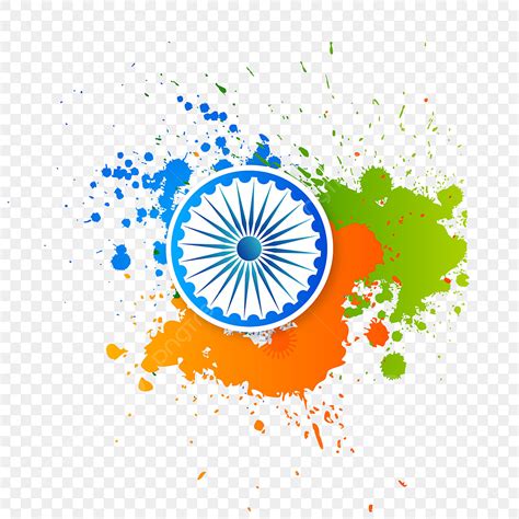 tricolor watercolor vector png images indian tricolor watercolor splash  ashok chakra