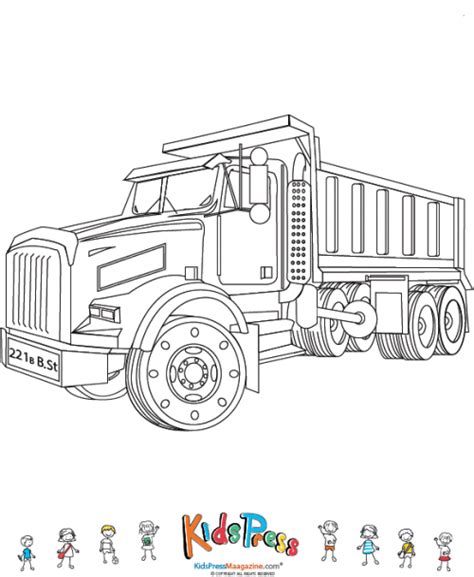 cartoon dump truck  shown   coloring page