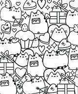 Pusheen Coloring Pages Cat Kawaii sketch template