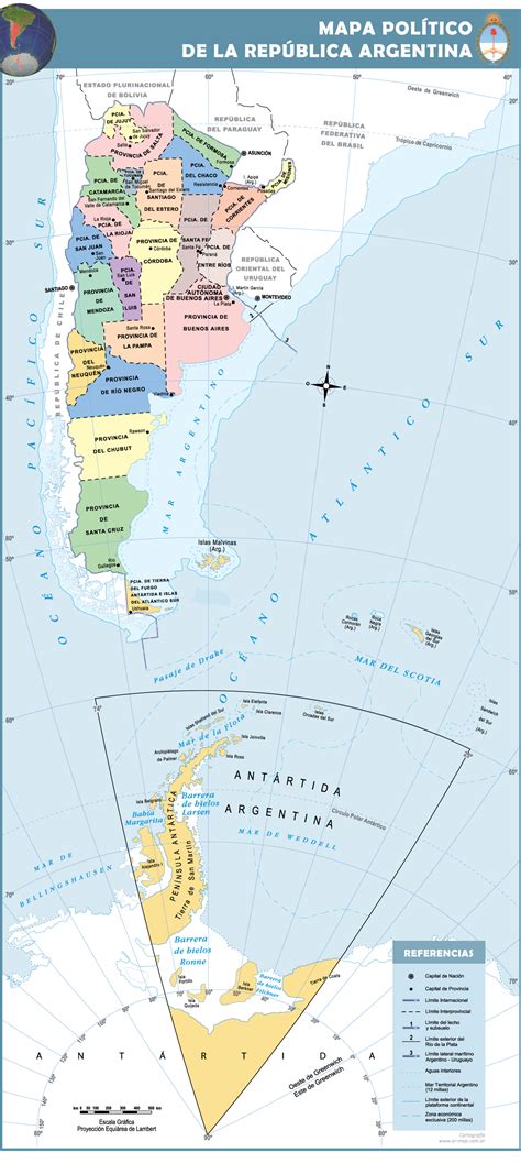 mapa  la republica argentina