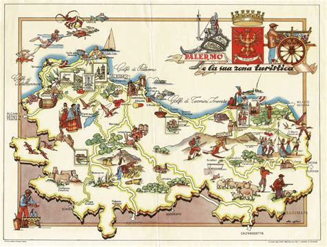Pictorial Map Of Sicily Idea Rare Maps