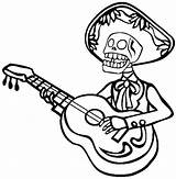Mariachi Coloring Skeleton Guitar Pages Playing Drawing Pirate Color Skeletons Getdrawings Print Getcolorings Clipart sketch template