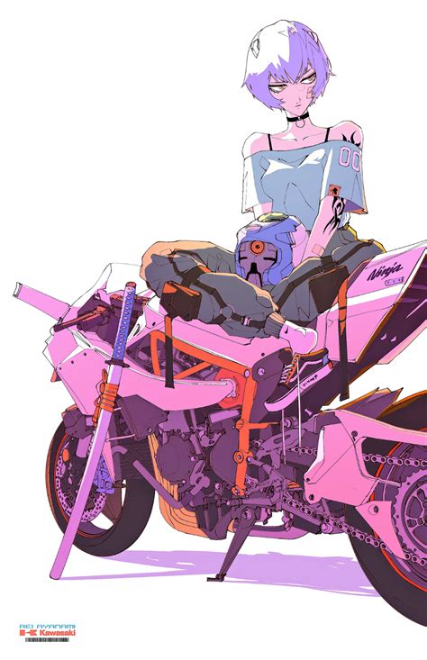 vinne on twitter evangelion art anime motorcycle neon genesis