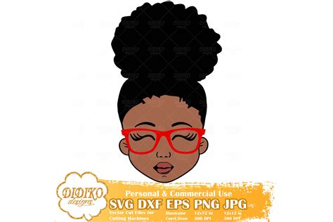 Afro Girl With Glasses Svg Black Girl Silhouette Svg