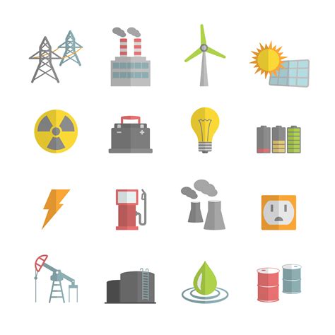 energy power flat icons set  vector art  vecteezy