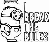 Coloring Minion Rules Break Stuart Pages Minions Wecoloringpage sketch template