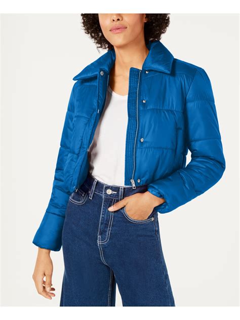 bar iii  womens  blue cropped puffer jacket xs bb ebay