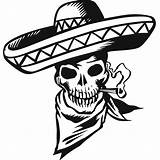 Skull Mexican Cholo Mort Tete Cowboy Calaveras Crossed Skulls Gun Sombrero Autocollant Pegatinas Mexicanas Pistol Heather Squelette Tête Clipartmag Dedos sketch template