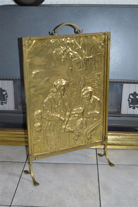antique french brass fireplace screen fireplace accessories etsy