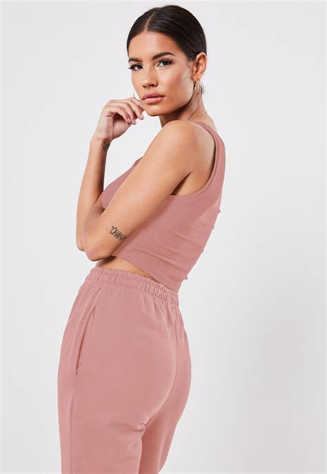 blush ribbed sleeveless crop top missguided