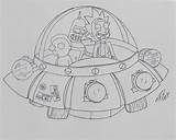 Spaceship Rick Morty Space Coloring Futurama Bender Ovni Sanchez Zeta Atvs Sketch Zaloa sketch template