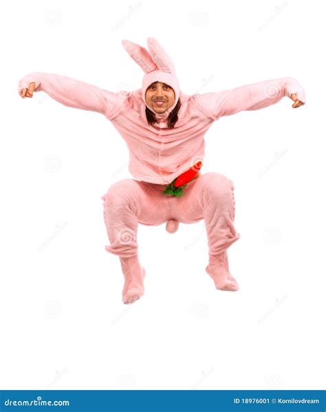 het roze konijn springen stock afbeelding image  viering