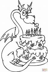 Birthday Coloring Happy Pages Dragon Cake Sister 4th Funny Kids Printable Dragons Drawing Color Clipart Teacher Cartoon Print Getcolorings Getdrawings sketch template