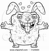 Ugly Rabbit Outlined Coloring Loving Clipart Cartoon Vector Cory Thoman Jumping Small sketch template