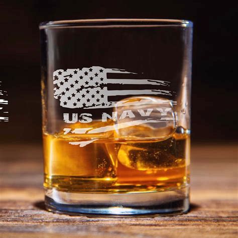 Navy American Flag Whiskey Glass Set Father S Day T Lone Star Etch