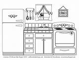 Kitchen Coloring Pages Dollhouse Printable Kids Room Book Oven Colouring House Drawing Ann Dillon Shoppe Bake Paper Casa Cute Decorate sketch template