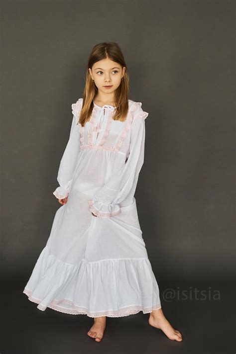 soft victorian custom nightgown for girls 4 11 year old white etsy