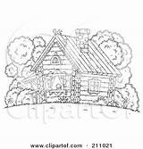 Log Cabin Coloring Outline Woods Cabins Atop Chicken Pages Printable Clipart Easy House Template Poster Print Clip Book Trees Clipartof sketch template