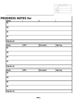 speech therapy progress notes template