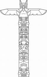 Totem Pole Drawing Poles Native American Owl Vector Totems Drawings Easy Kids Crafts Indian Symbols Tiki Tattoo Eagle Animal Printable sketch template